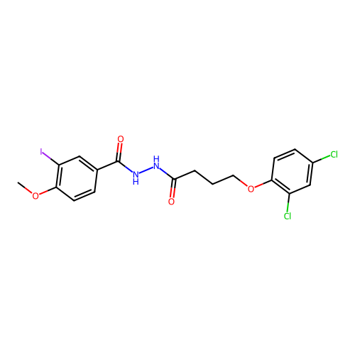 N'-[4-(2,4-dichlorophenoxy)butanoyl]-3-iodo-4-methoxybenzohydrazide structure