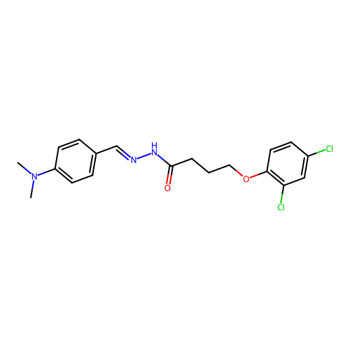 (E)-4-(2,4-dichlorophenoxy)-N'-(4-(dimethylamino)benzylidene)butanehydrazide structure