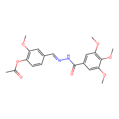 2-methoxy-4-[2-(3,4,5-trimethoxybenzoyl)carbonohydrazonoyl]phenyl acetate structure