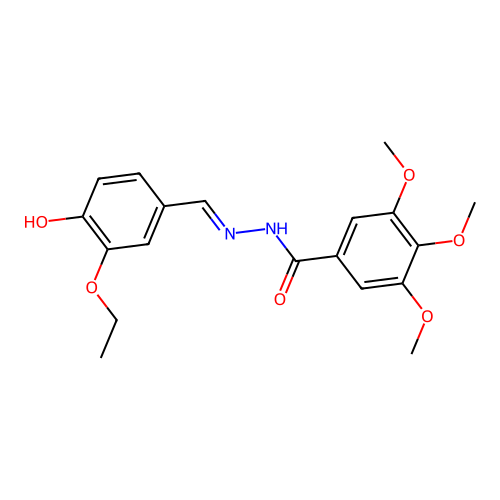 N-[(3-ethoxy-4-hydroxyphenyl)methylideneamino]-3,4,5-trimethoxybenzamide structure