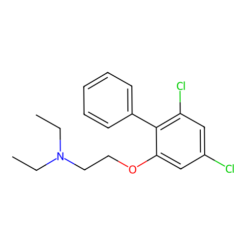 Ethanamine, 2-((4,6-dichloro(1,1-biphenyl)-2-yl)oxy)-N,N-diethyl- structure