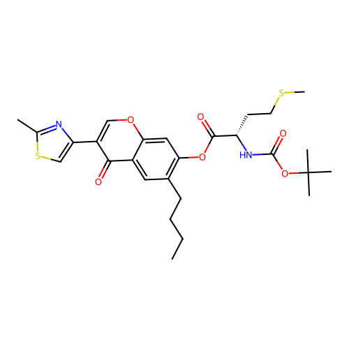 (S)-6-butyl-3-(2-methylthiazol-4-yl)-4-oxo-4H-chromen-7-yl 2-((tert-butoxycarbonyl)amino)-4-(methylthio)butanoate structure