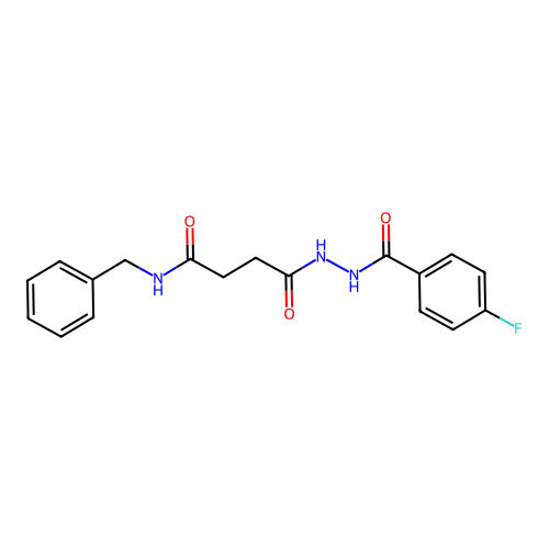 N-benzyl-4-{2-[(4-fluorophenyl)carbonyl]hydrazinyl}-4-oxobutanamide structure