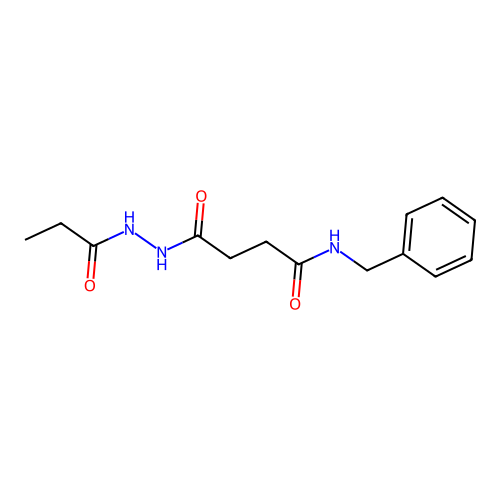 N-benzyl-4-oxo-4-(2-propanoylhydrazinyl)butanamide structure