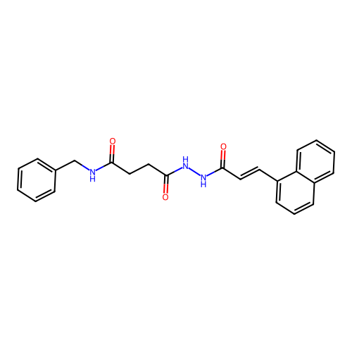 N-benzyl-4-{2-[(2E)-3-(naphthalen-1-yl)prop-2-enoyl]hydrazinyl}-4-oxobutanamide structure