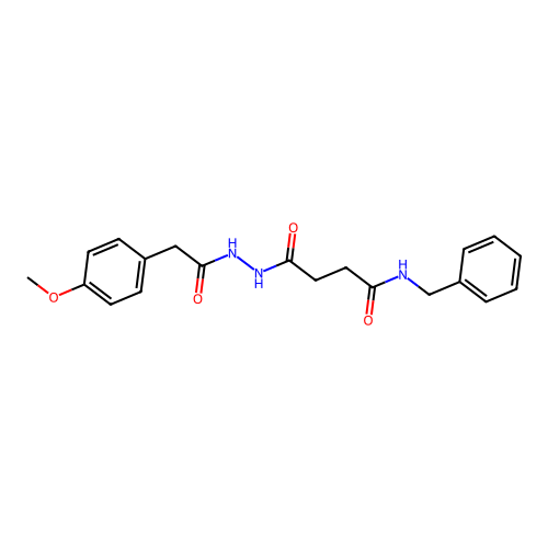 N-benzyl-4-{2-[(4-methoxyphenyl)acetyl]hydrazinyl}-4-oxobutanamide structure