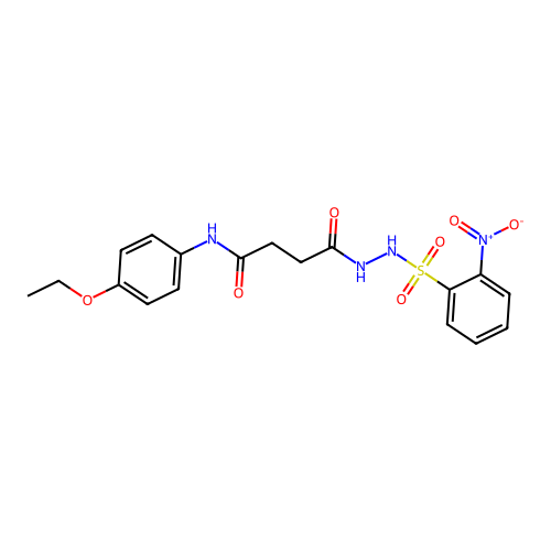N-(4-ethoxyphenyl)-4-[2-({2-nitrophenyl}sulfonyl)hydrazino]-4-oxobutanamide structure