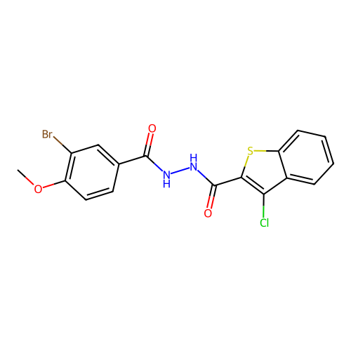 N'-(3-bromo-4-methoxybenzoyl)-3-chloro-1-benzothiophene-2-carbohydrazide structure