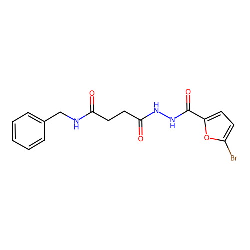 N-benzyl-4-[2-(5-bromo-2-furoyl)hydrazino]-4-oxobutanamide structure
