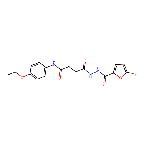 4-{2-[(5-bromofuran-2-yl)carbonyl]hydrazinyl}-N-(4-ethoxyphenyl)-4-oxobutanamide structure