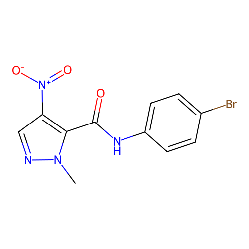 N-(4-bromophenyl)-1-methyl-4-nitro-1H-pyrazole-5-carboxamide structure