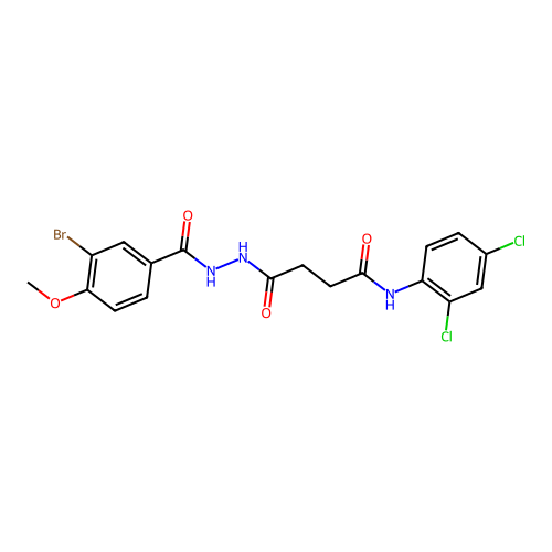4-[2-(3-bromo-4-methoxybenzoyl)hydrazino]-N-(2,4-dichlorophenyl)-4-oxobutanamide structure