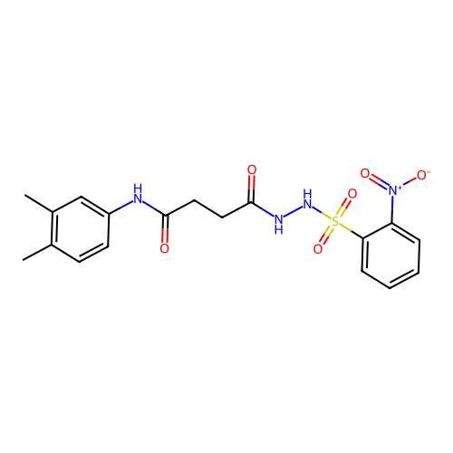 N-(3,4-dimethylphenyl)-4-{2-[(2-nitrophenyl)sulfonyl]hydrazinyl}-4-oxobutanamide structure