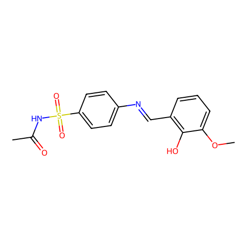 N-({4-[(2-hydroxy-3-methoxybenzylidene)amino]phenyl}sulfonyl)acetamide structure
