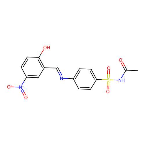 N-[(4-{[(E)-(2-hydroxy-5-nitrophenyl)methylidene]amino}phenyl)sulfonyl]acetamide structure