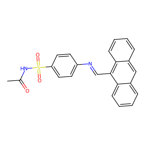 N-acetyl-4-[(9-anthrylmethylene)amino]benzenesulfonamide structure