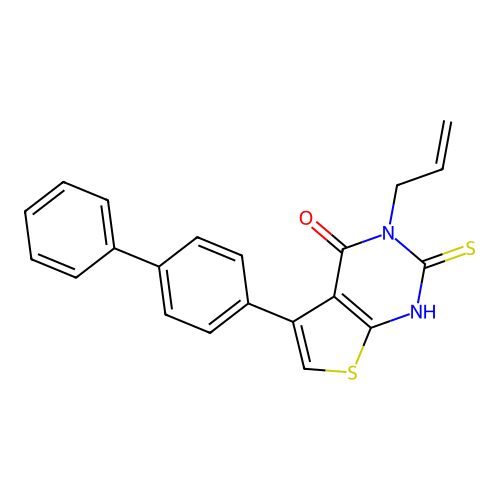 5-(4-phenylphenyl)-3-prop-2-enyl-2-sulfanylidene-1H-thieno[2,3-d]pyrimidin-4-one structure