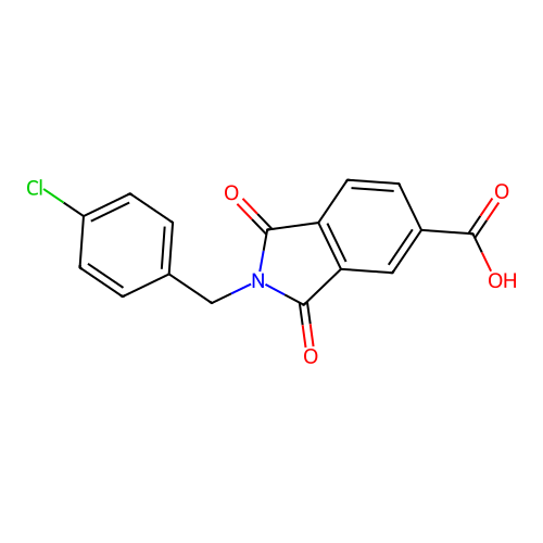 2-[(4-Chlorophenyl)methyl]-1,3-dioxoisoindole-5-carboxylic acid structure