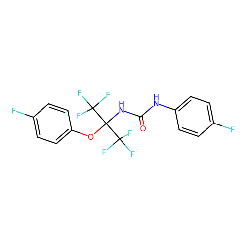 1-(4-Fluorophenyl)-3-[1,1,1,3,3,3-hexafluoro-2-(4-fluorophenoxy)propan-2-yl]urea structure