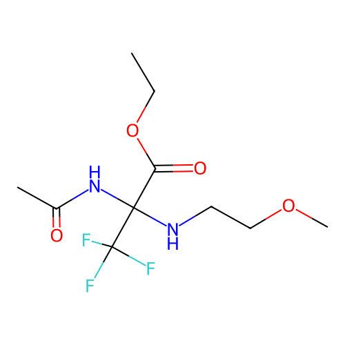 Ethyl 2-acetamido-3,3,3-trifluoro-2-(2-methoxyethylamino)propanoate structure
