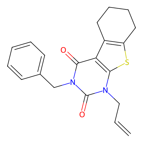 1-allyl-3-benzyl-5,6,7,8-tetrahydro[1]benzothieno[2,3-d]pyrimidine-2,4(1H,3H)-dione structure