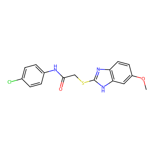 N-(4-chlorophenyl)-2-[(5-methoxy-1H-benzimidazol-2-yl)sulfanyl]acetamide structure
