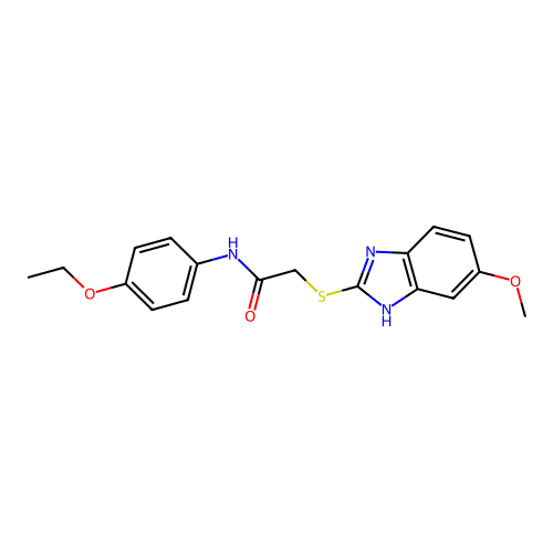 N-(4-ethoxyphenyl)-2-[(5-methoxy-1H-benzimidazol-2-yl)sulfanyl]acetamide structure