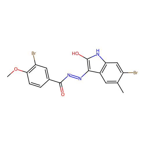 (E)-3-bromo-N'-(6-bromo-5-methyl-2-oxoindolin-3-ylidene)-4-methoxybenzohydrazide structure