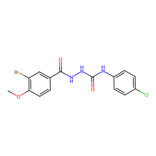 2-[(3-bromo-4-methoxyphenyl)carbonyl]-N-(4-chlorophenyl)hydrazinecarboxamide structure