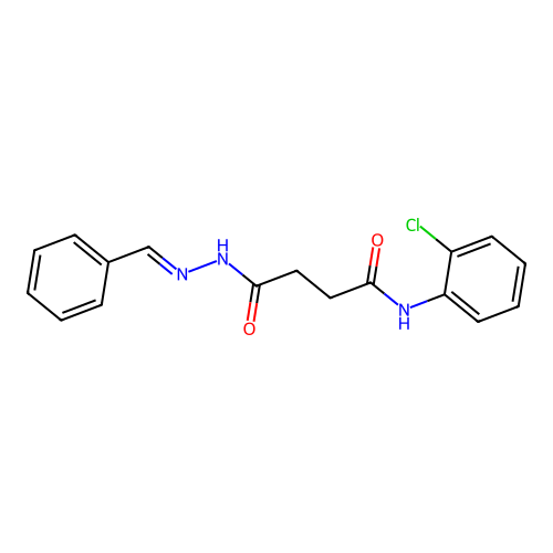 4-(2-benzylidenehydrazino)-N-(2-chlorophenyl)-4-oxobutanamide structure