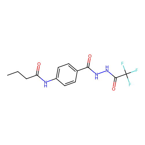 N-(4-{[2-(trifluoroacetyl)hydrazino]carbonyl}phenyl)butanamide structure