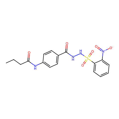 N-[4-({2-[(2-nitrophenyl)sulfonyl]hydrazino}carbonyl)phenyl]butanamide structure