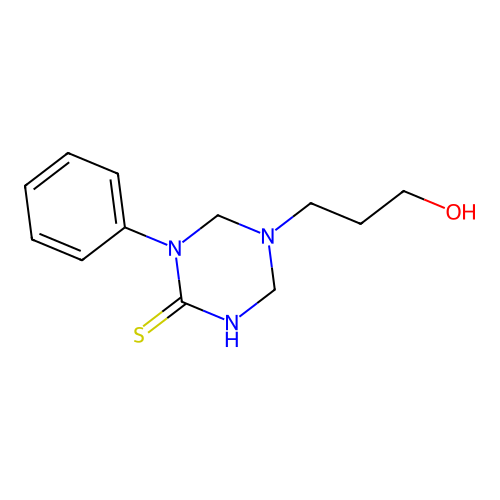 5-(3-Hydroxypropyl)-1-phenyl-1,3,5-triazinane-2-thione structure
