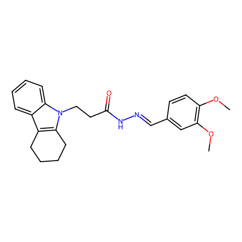 (E)-3-(3,4-dihydro-1H-carbazol-9(2H)-yl)-N'-(3,4-dimethoxybenzylidene)propanehydrazide structure