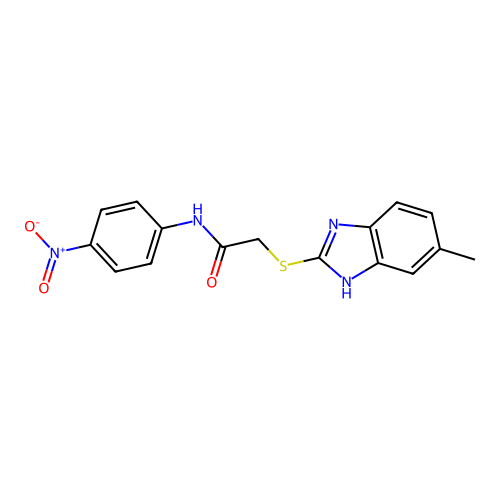2-[(5-methyl-1H-benzimidazol-2-yl)thio]-N-(4-nitrophenyl)acetamide structure