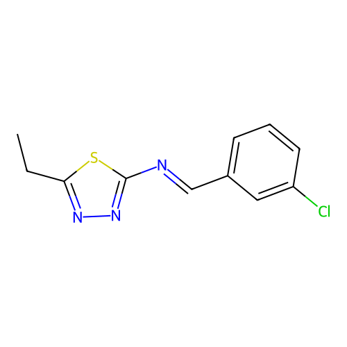 N-[(E)-(3-chlorophenyl)methylidene]-5-ethyl-1,3,4-thiadiazol-2-amine structure