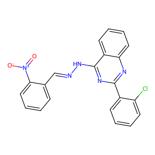 2-(2-Chlorophenyl)-4-(2-(2-nitrobenzylidene)hydrazinyl)quinazoline structure