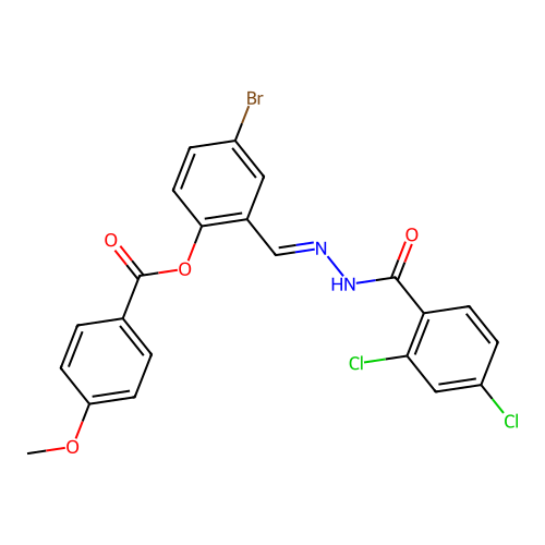 4-Bromo-2-(2-(2,4-dichlorobenzoyl)carbohydrazonoyl)phenyl 4-methoxybenzoate structure