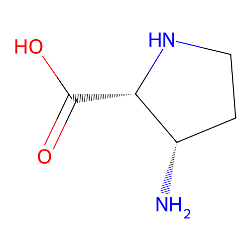 (2R,3S)-3-aminopyrrolidine-2-carboxylic acid structure