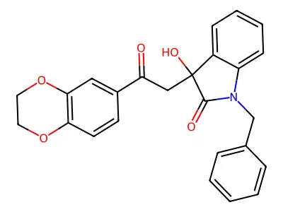 1-benzyl-3-[2-(2,3-dihydro-1,4-benzodioxin-6-yl)-2-oxoethyl]-3-hydroxy-1,3-dihydro-2H-indol-2-one structure