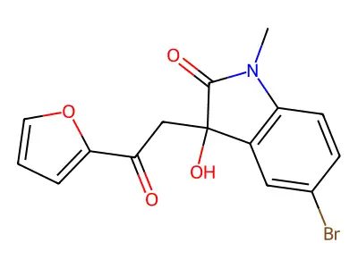 5-bromo-3-[2-(furan-2-yl)-2-oxoethyl]-3-hydroxy-1-methyl-1,3-dihydro-2H-indol-2-one structure