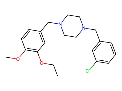 1-[(3-Chlorophenyl)methyl]-4-[(3-ethoxy-4-methoxyphenyl)methyl]piperazine structure