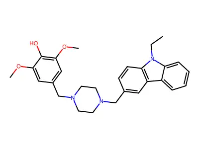 4-[[4-[(9-Ethylcarbazol-3-yl)methyl]piperazin-1-yl]methyl]-2,6-dimethoxyphenol structure