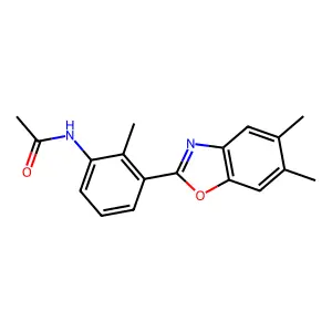 N-[3-(5,6-dimethyl-1,3-benzoxazol-2-yl)-2-methylphenyl]acetamide structure
