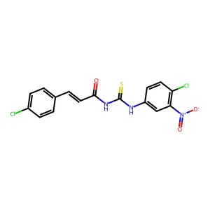 (E)-N-[(4-chloro-3-nitrophenyl)carbamothioyl]-3-(4-chlorophenyl)prop-2-enamide structure