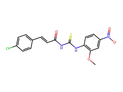 (E)-3-(4-chlorophenyl)-N-[(2-methoxy-4-nitrophenyl)carbamothioyl]prop-2-enamide structure