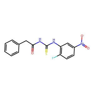 N-[(2-fluoro-5-nitrophenyl)carbamothioyl]-2-phenylacetamide structure