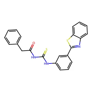 N-[[3-(1,3-benzothiazol-2-yl)phenyl]carbamothioyl]-2-phenylacetamide structure