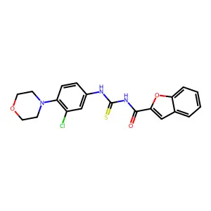 N-[(3-chloro-4-morpholin-4-ylphenyl)carbamothioyl]-1-benzofuran-2-carboxamide structure
