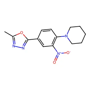 1-[4-(5-Methyl-1,3,4-oxadiazol-2-yl)-2-nitrophenyl]piperidine structure